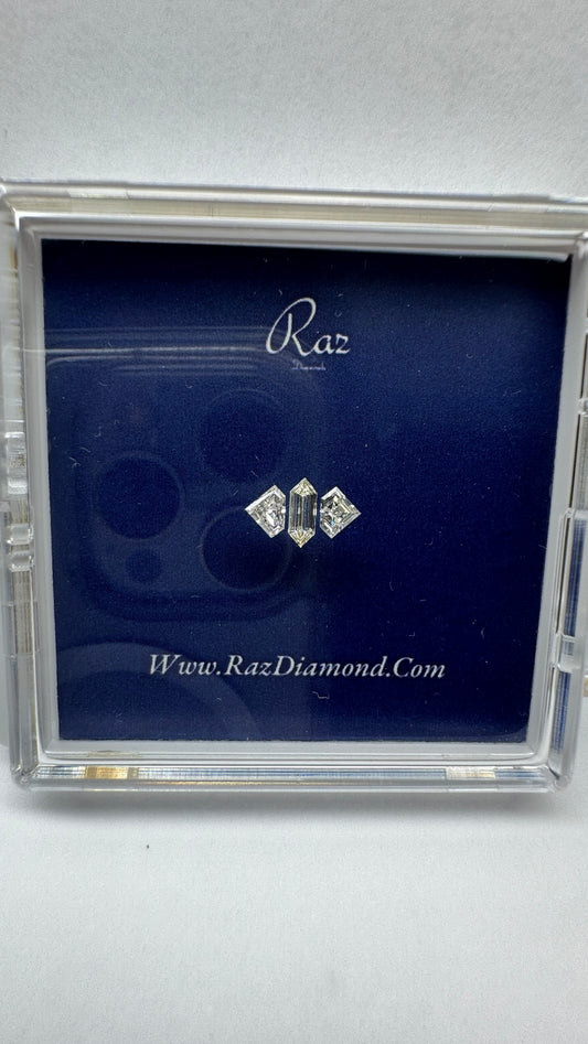 3St=0.45Ct Diamond Set Hexagon/Sheild Cut Loose Natural Diamonds D-F-VVS-VS