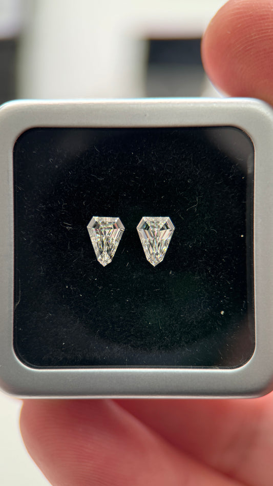 2St=0.89Ct Shield Cut Pairs Loose Natural Diamonds G-H VS-SI