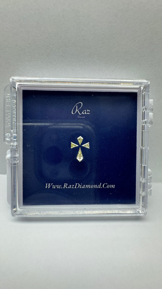 4St=0.25Ct Diamond Set Cross Loose Natural Diamonds Fancy Intenes Yellow-VVS-VS1