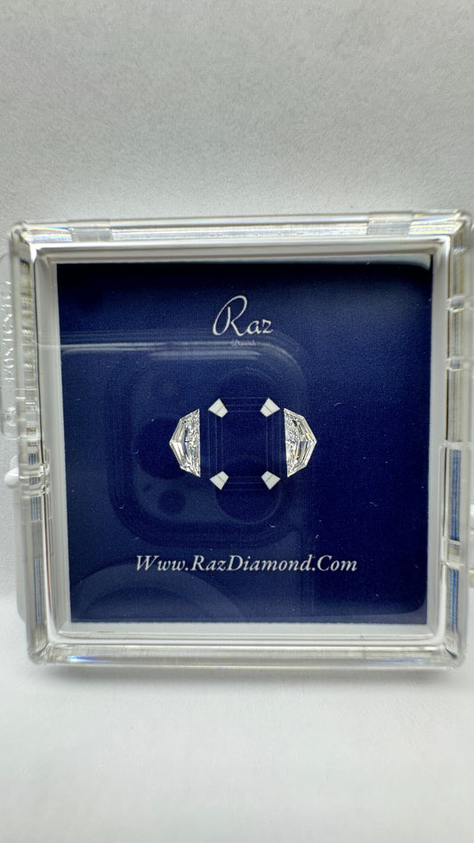 2St=0.55Ct Cadillac Pair Cut Side Stones Loose Natural Diamonds D-VVS-VS1