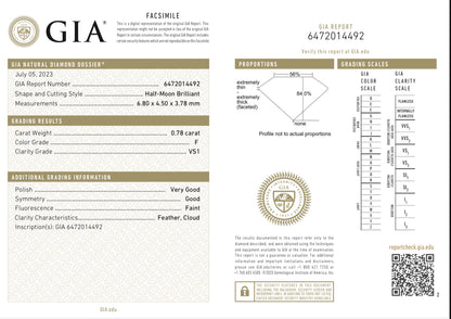 2St=1.56Ct Half Moon Cut Loose Natural Diamonds F-VS1 | GIA