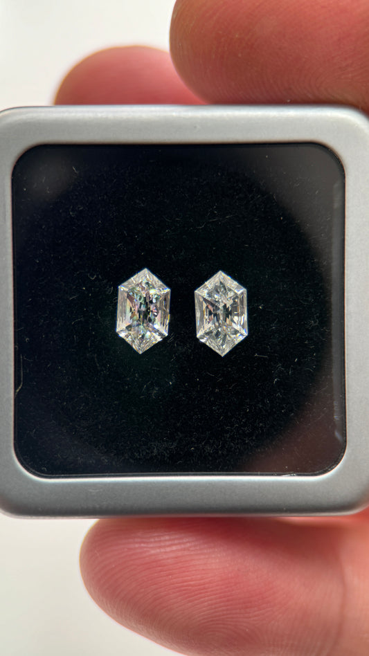 2St=1.36Ct Hexagon Cut Pairs Loose Natural Diamonds D-E VS-SI
