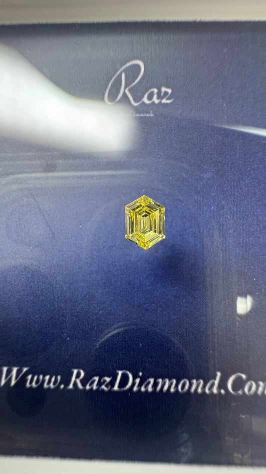0.23Ct Hexagon Cut Loose Natural Diamonds Fancy Vivid Yellow-SI1