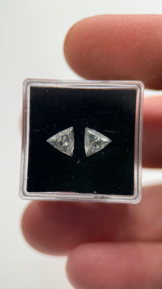2St=1.18Ct Triangular Cut Pairs Loose Natural Diamonds E-SI