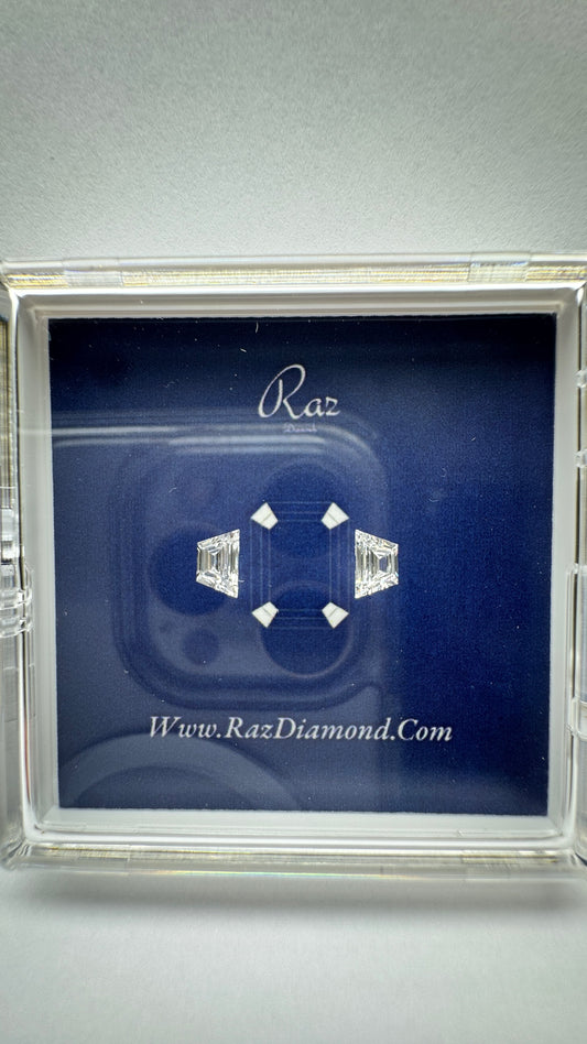 2St=0.68Ct Trapezoid Pair Cut Side Stones Loose Natural Diamonds D-VVS-VS1