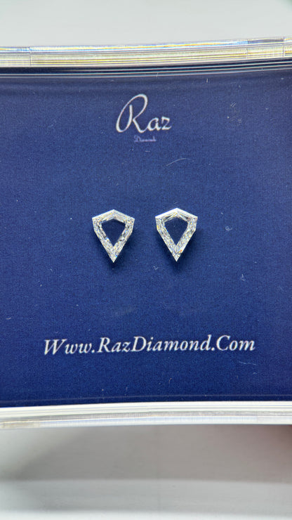 2St=1.09Ct Portrait Kite/Sheild Pair Cut Side Stones Loose Natural Diamonds E-F-VVS