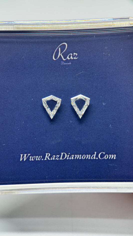 2St=1.09Ct Portrait Kite/Sheild Pair Cut Side Stones Loose Natural Diamonds E-F-VVS