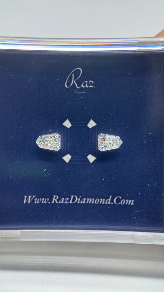 2St=1.30Ct Sheild/Bullet Pair Cut Side Stones Loose Natural Diamonds G-H-VS-SI1