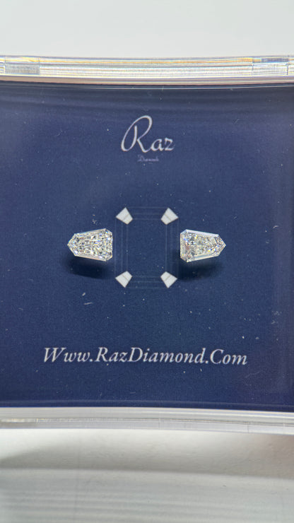 2St=1.30Ct Sheild/Bullet Pair Cut Side Stones Loose Natural Diamonds G-H-VS-SI1