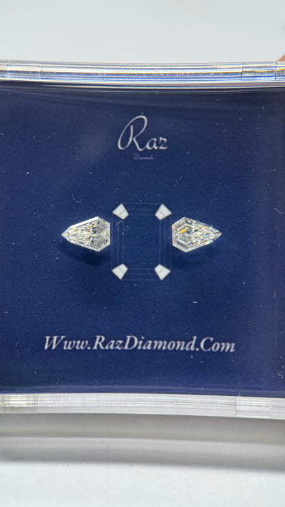 2St=1.63Ct Sheild Pair Cut Side Stones Loose Natural Diamonds G-H-VVS-VS1