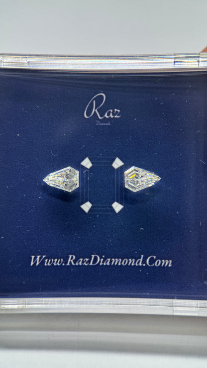 2St=1.63Ct Sheild Pair Cut Side Stones Loose Natural Diamonds G-H-VVS-VS1