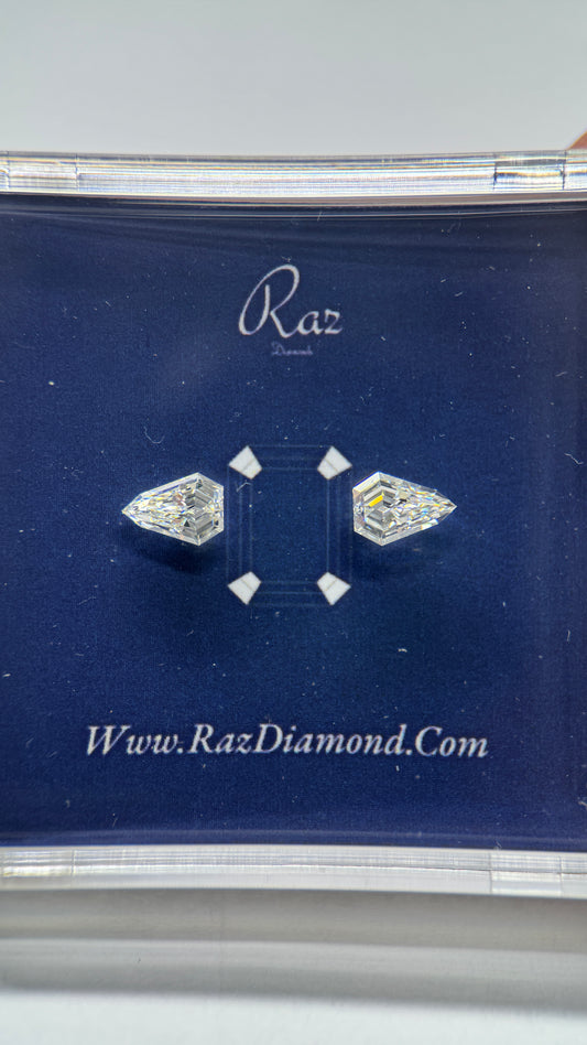 2St=1.63Ct Sheild Pair Cut Side Stones Loose Natural Diamonds G-H-VVS-VS1