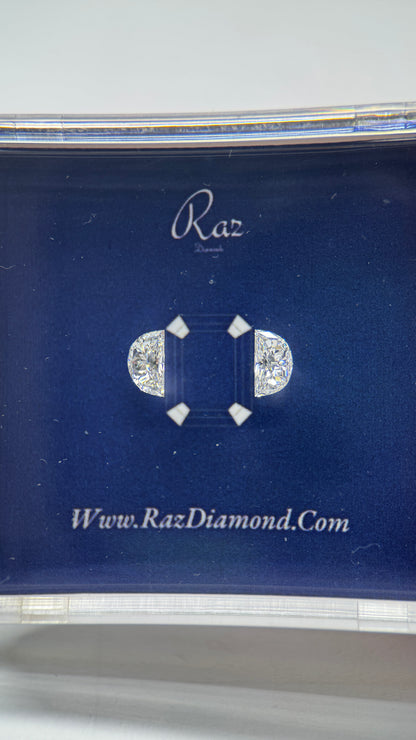 2St=1.39Ct Half-Moon Pair Cut Side Stones Loose Natural Diamonds D-E-SI1