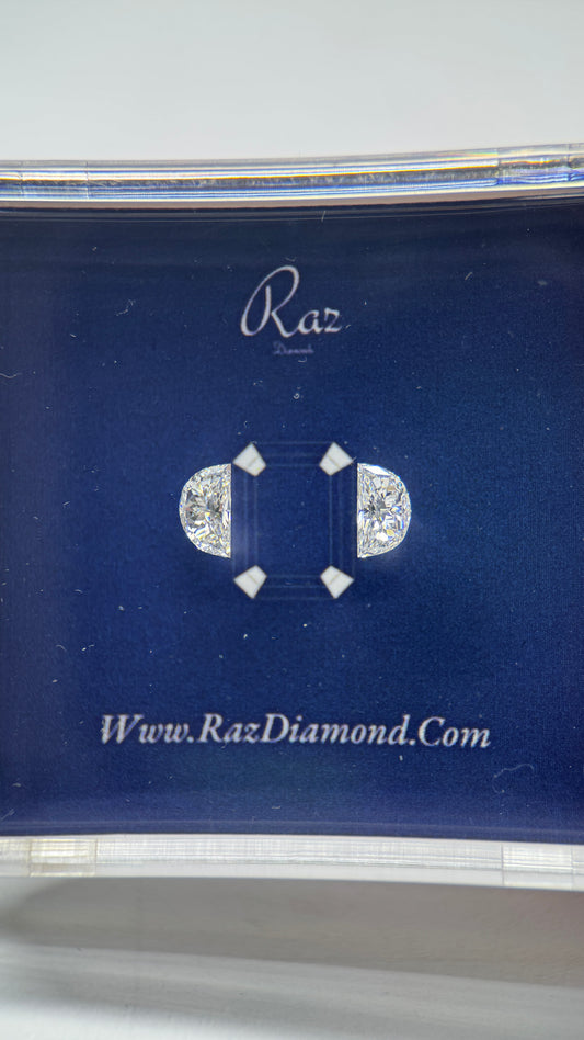 2St=1.39Ct Half-Moon Pair Cut Side Stones Loose Natural Diamonds D-E-SI1