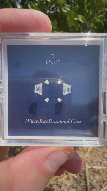 2St=0.68Ct Trapezoid Pair Cut Side Stones Loose Natural Diamonds D-VVS-VS1