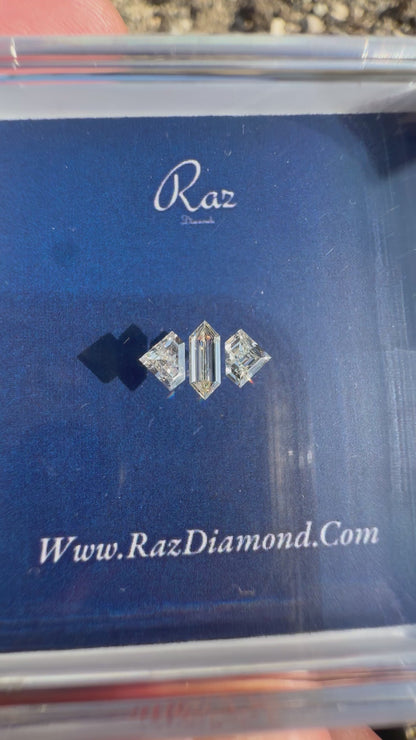 3St=0.45Ct Diamond Set Hexagon/Sheild Cut Loose Natural Diamonds D-F-VVS-VS