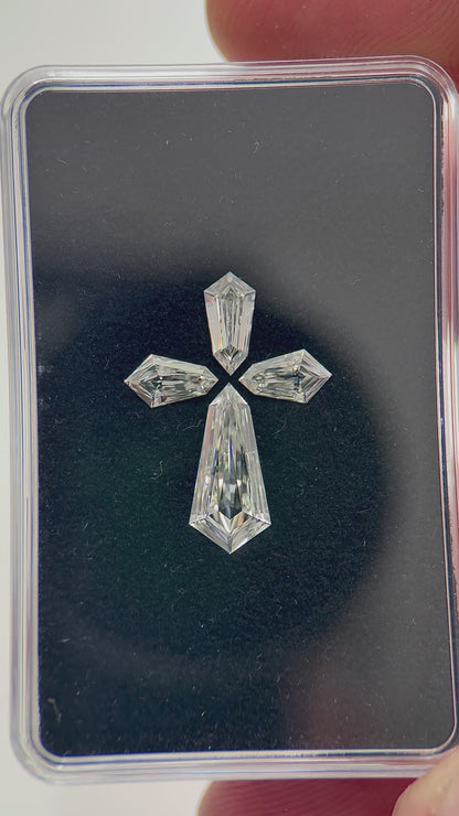 4St=2.71Ct Diamond Set Cross Cut Loose Natural Diamonds F-VS