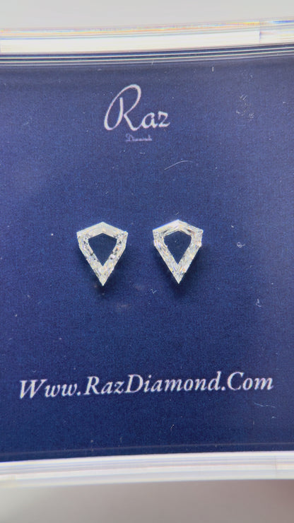 2St=1.09Ct Portrait Kite/Sheild Pair Cut Side Stones Loose Natural Diamonds E-F-VVS