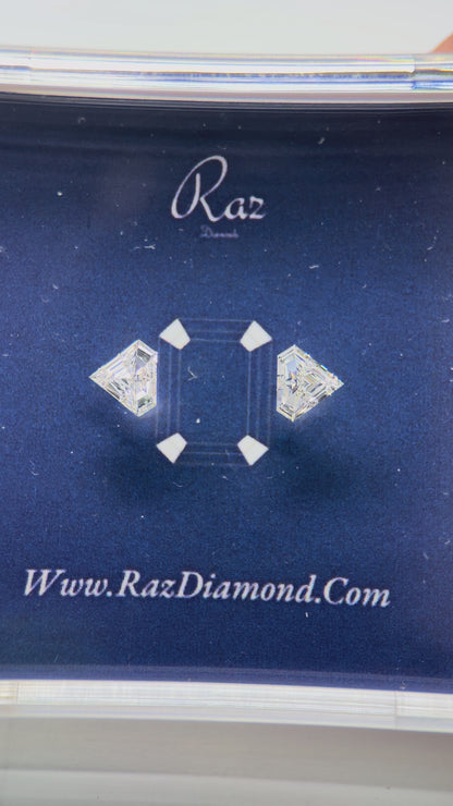 2St=0.71Ct  Sheild Pair Cut Side Stones Loose Natural Diamonds F-VVS-VS1