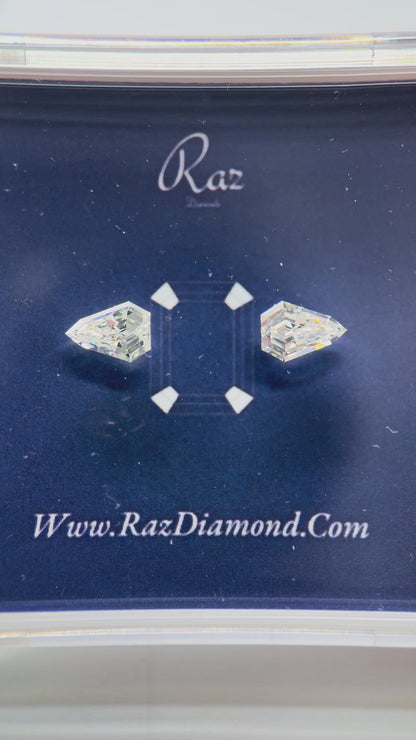 2St=1.63Ct Sheild Pair Cut Side Stones Loose Natural Diamonds G-H-VVS-VS1