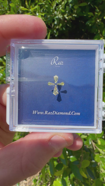 4St=0.41Ct Diamond Set Cross Loose Natural Diamonds Fancy Vivid Yellow-VS1-2