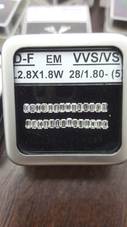 28 Stones | 1.80Ct Side Stones Loose Set Emerald Shape Natural Diamonds D-F | VVS-VS