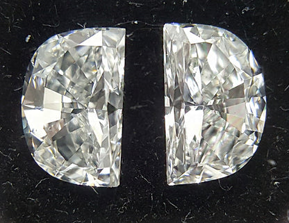 2 Stones=1.10Ct Side Stones Loose Half Moon Shape Pairs Natural Diamonds E-F | VVS-VS