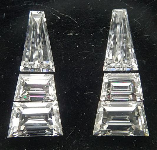 6 Stones=0.93Ct Side Stones Loose Set Trapze Shape Pairs Natural Diamonds F-G | VVS-VS
