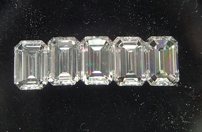 5 Stones=0.52Ct Side Stones Loose Set Emerald Shape Pairs Natural Diamonds D-F | VVS-VS
