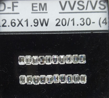 20 Stones=1.30Ct Side Stones Loose Set Emerald Shape Pairs Natural Diamonds D-F | VVS-VS