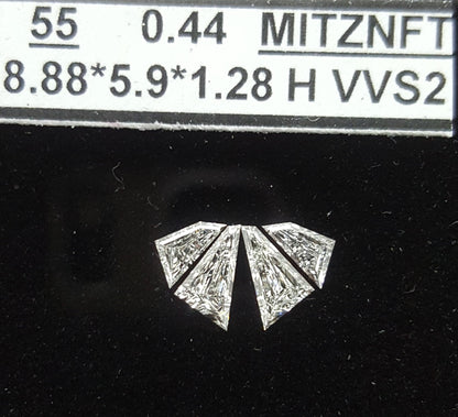 4 Stones=0.44Ct Side Stones Loose Set Mitznft Shape Pairs Natural Diamonds H | VVS