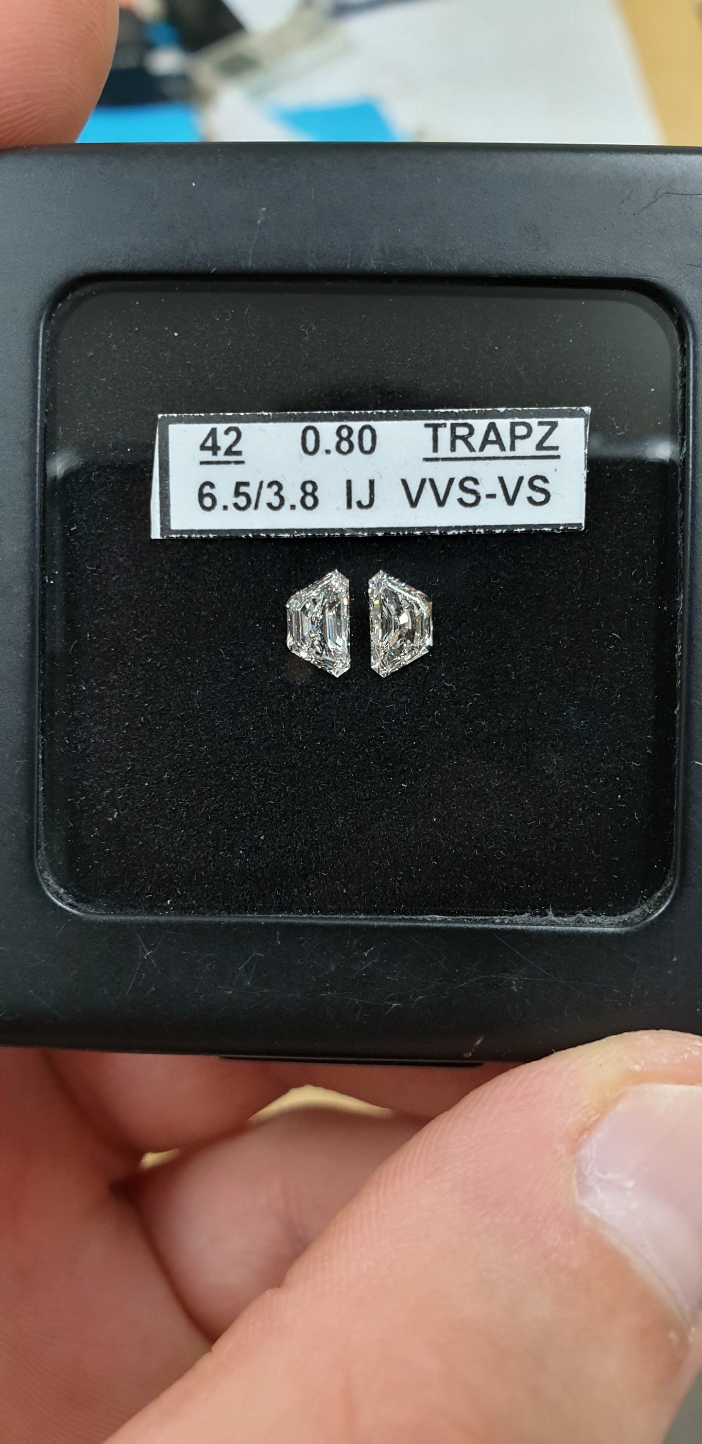 2St=0.80Ct Side stones Loose Trapze Shape Pairs Natural Diamonds I-J VVS-VS