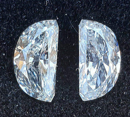 2St=0.58Ct Side stones Loose Half Moon Shape Pairs Natural Diamonds G SI