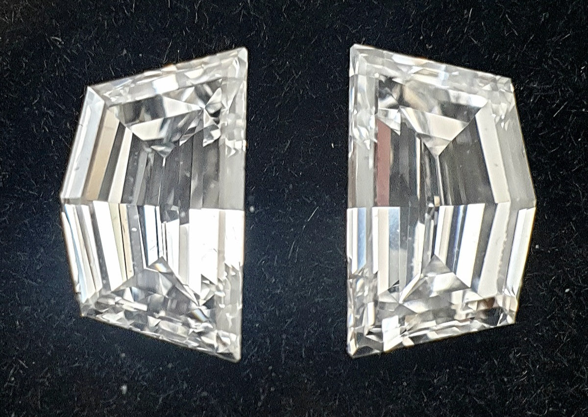 2St=0.77Ct Loose Cadilac Pairs Shape Natural Diamonds D-VVS
