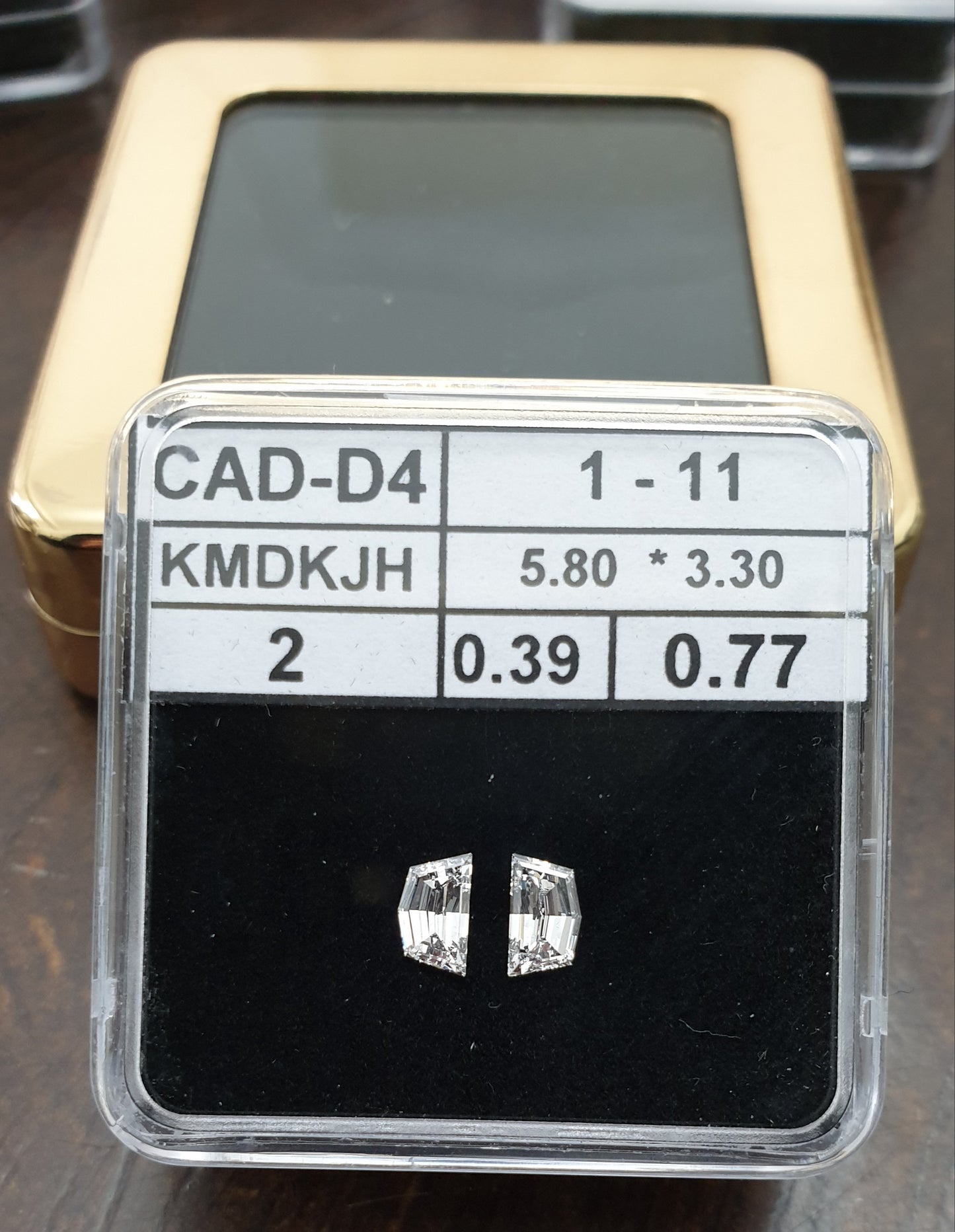 2St=0.77Ct Loose Cadilac Pairs Shape Natural Diamonds D-VVS