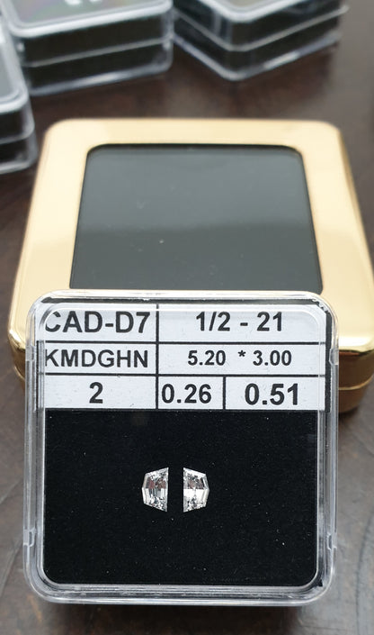 2St=0.51Ct Loose Cadilac Pairs Shape Natural Diamonds F-VS1