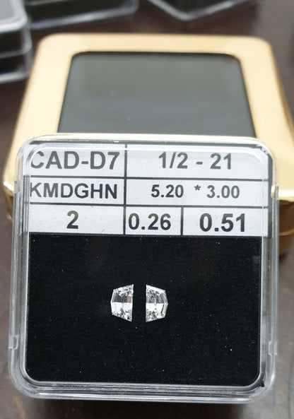 2St=0.51Ct Loose Cadilac Pairs Shape Natural Diamonds F-VS1