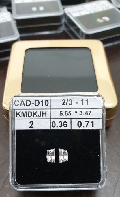 2St=0.71Ct Loose Cadilac Pairs Shape Natural Diamonds F-VVS