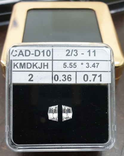 2St=0.71Ct Loose Cadilac Pairs Shape Natural Diamonds F-VVS