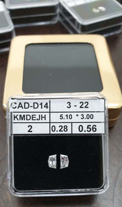 2St=0.56Ct Loose Cadilac Pairs Shape Natural Diamonds G-VS2