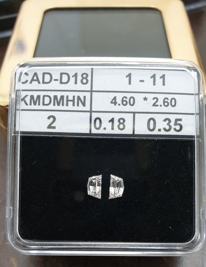 2St=0.35Ct Loose Cadilac Pairs Shape Natural Diamonds D-VVS