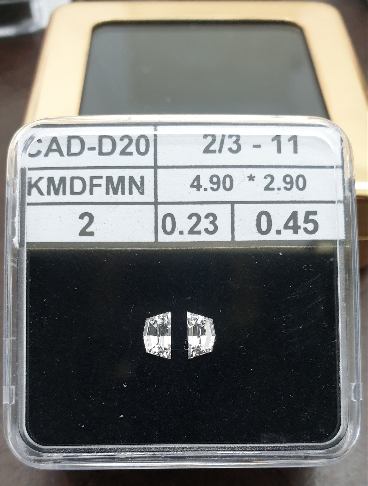 2St=0.45Ct Loose Cadilac Pairs Shape Natural Diamonds E-VVS