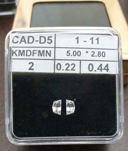 2St=0.44Ct Loose Cadilac Pairs Shape Natural Diamonds D-VVS