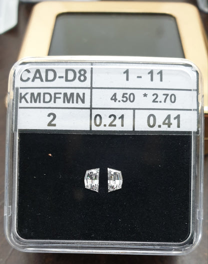 2St=0.41Ct Loose Cadilac Pairs Shape Natural Diamonds D-VVS