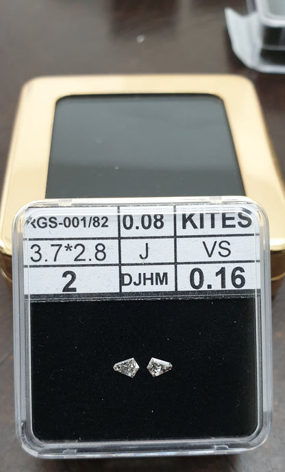2St=0.16Ct Loose Kite Pairs Shape Natural Diamonds J-VS1